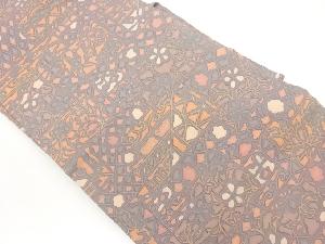 縮緬地幾何学模様名古屋帯